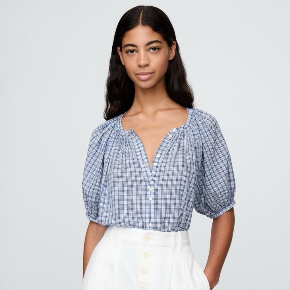 Gap x Doen Blue Gingham top